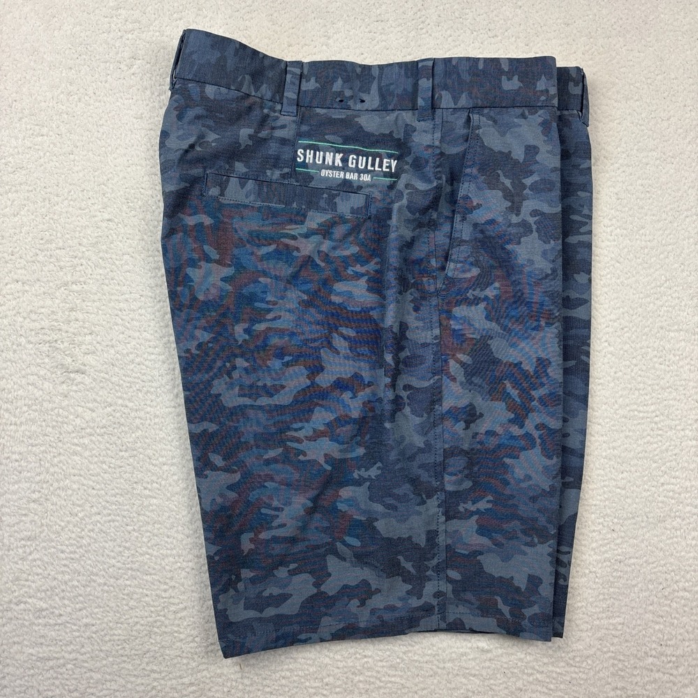 JOHNNIE-O Prep-Formance Claymore Shorts Mens 36 Blue Camo 8" Stretch Golf Chinos